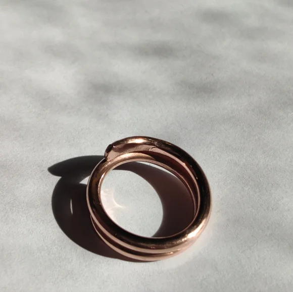 Simple Wrapped Copper Ring W/ Hammered Ends - Picture 8 of 8